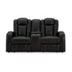 Ashley Aven Power Recliner Loveseat LED Midnight Blue Faux Leather 75 Inch BM332261