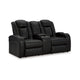 Ashley Aven Power Recliner Loveseat LED Midnight Blue Faux Leather 75 Inch BM332261