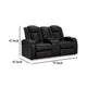 Ashley Aven Power Recliner Loveseat LED Midnight Blue Faux Leather 75 Inch BM332261