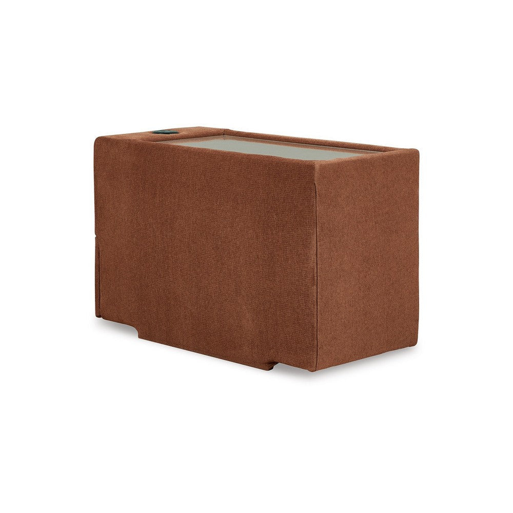 Ashley Meso Modular Console Side Table Audio System Spice Orange 37 Inch BM332263