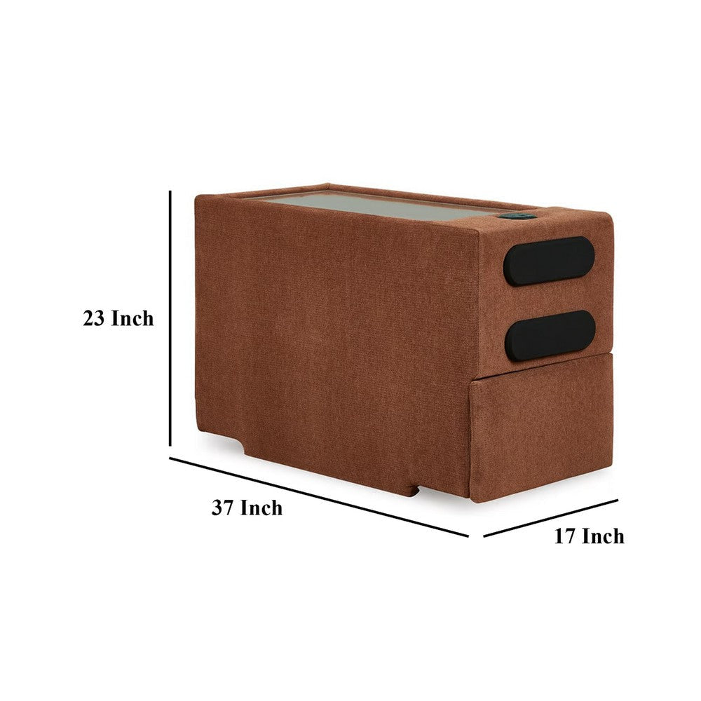 Ashley Meso Modular Console Side Table Audio System Spice Orange 37 Inch BM332263