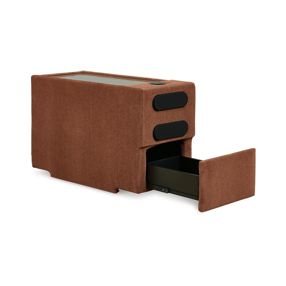 Ashley Meso Modular Console Side Table, Audio System, Spice Orange, 37 Inch