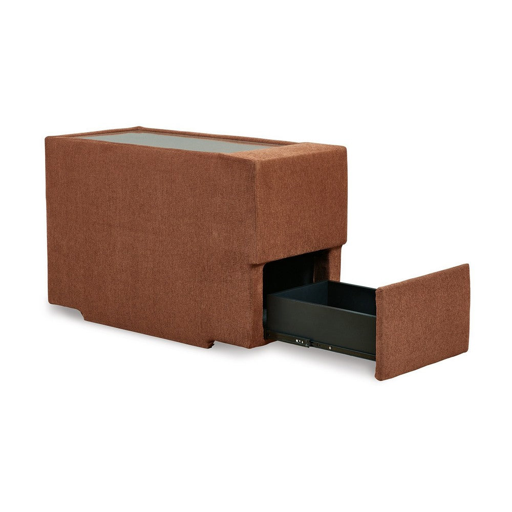 Ashley Meso Modular Console Side Table with Storage, Orange Nuvella, 37 Inch