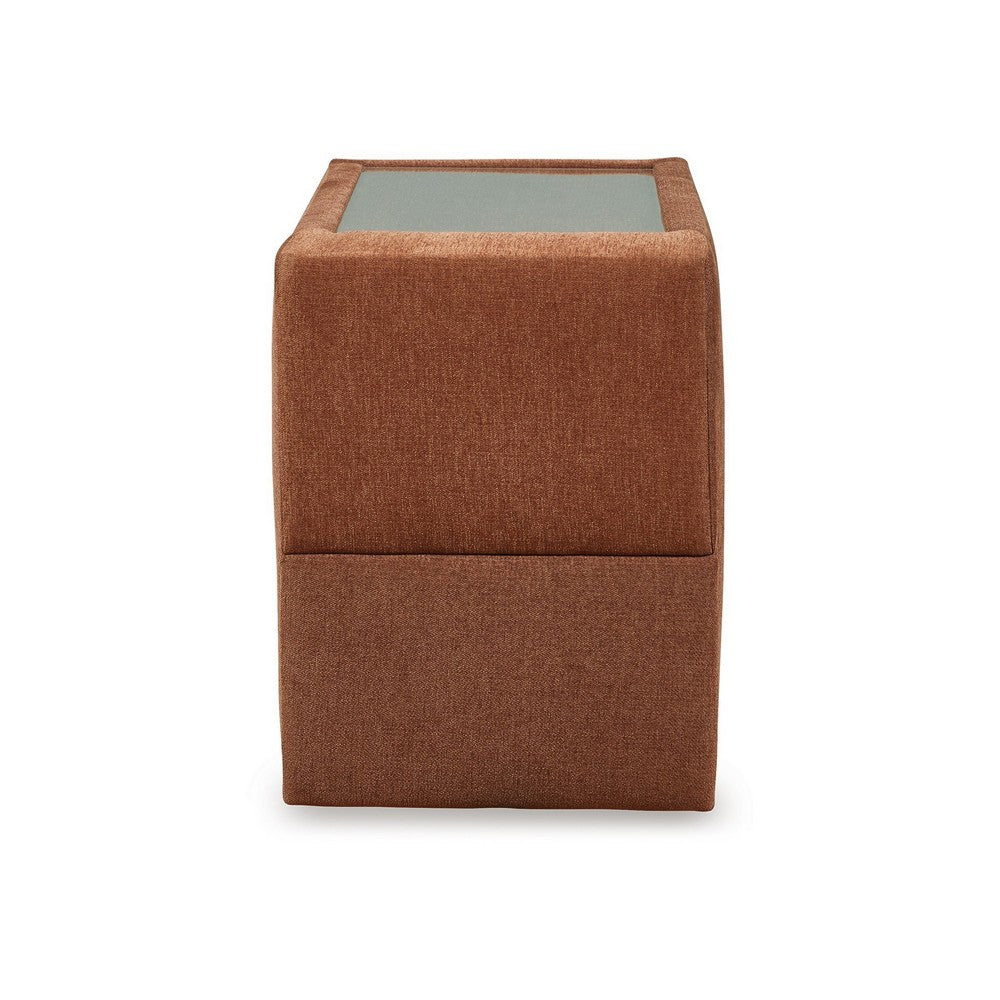 Ashley Meso Modular Console Side Table with Storage, Orange Nuvella, 37 Inch