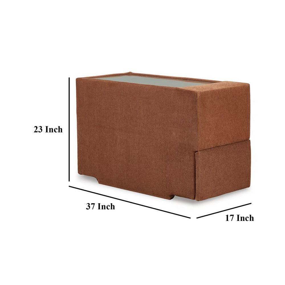 Ashley Meso Modular Console Side Table with Storage, Orange Nuvella, 37 Inch