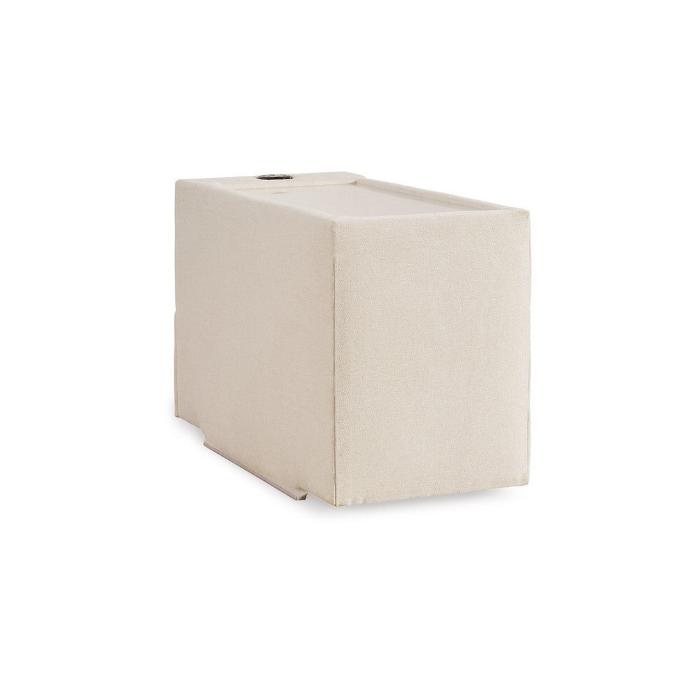 Ashley Meso Modular Console Side Table Audio System Ivory Nuvella 37 Inch BM332267