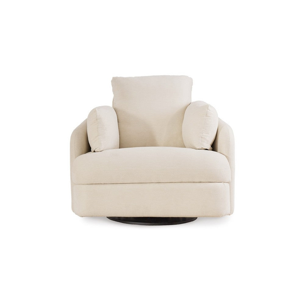 Ashley Meso Swivel Manual Glider Recliner Chair Ivory Nuvella Polyester