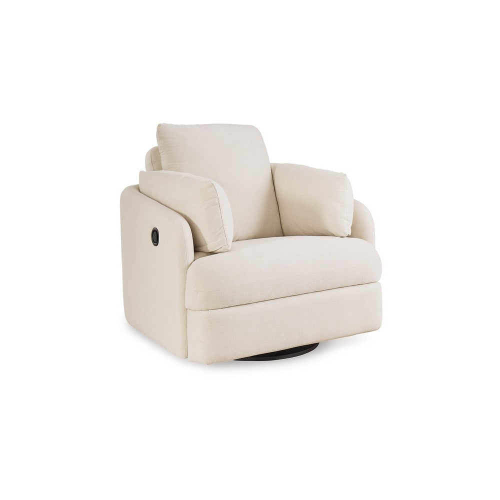 Ashley Meso Swivel Manual Glider Recliner Chair Ivory Nuvella Polyester