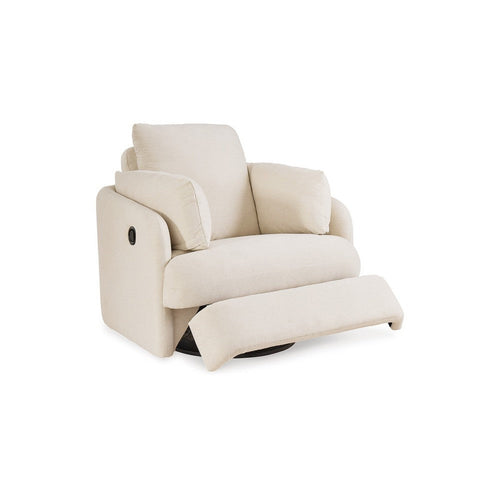 Ashley Meso Swivel Manual Glider Recliner Chair, Ivory Nuvella Polyester