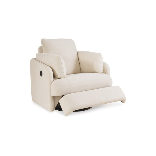 Ashley Meso Swivel Manual Glider Recliner Chair, Ivory Nuvella Polyester