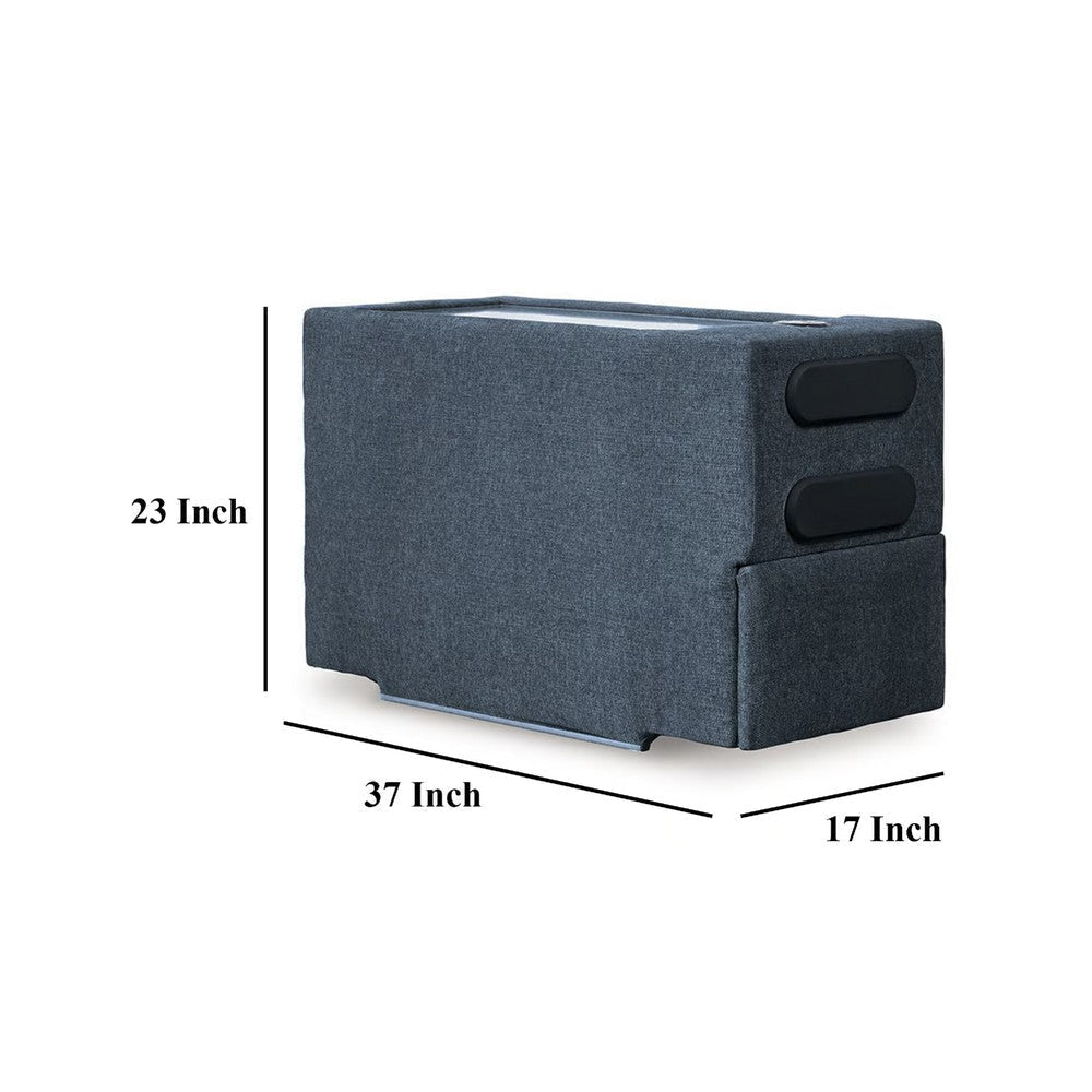 Ashley Meso Modular Console Side Table Audio System Ink Blue Nuvella 37 Inch BM332272