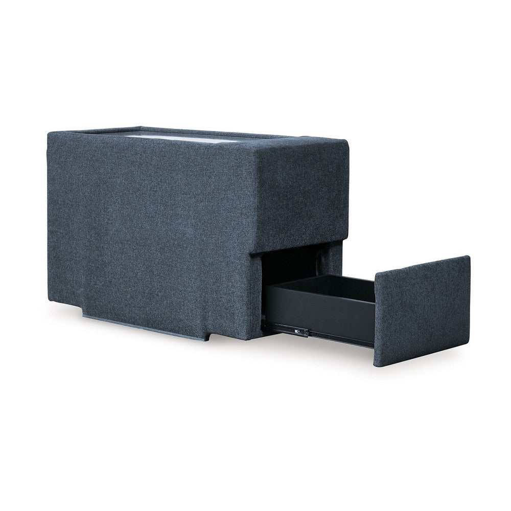 Ashley Meso Modular Console, Built In Storage, Ink Blue Nuvella, 37 Inch