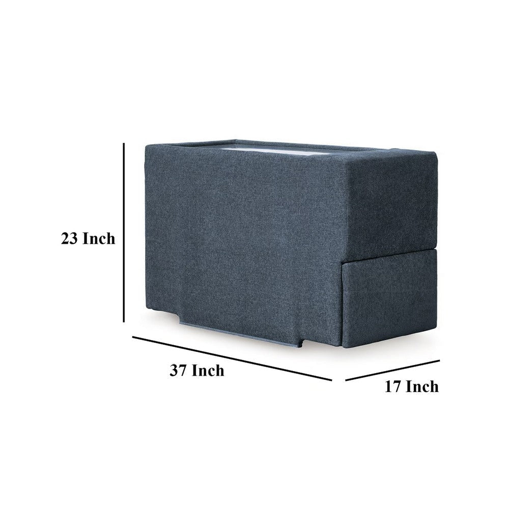 Ashley Meso Modular Console Built In Storage Ink Blue Nuvella 37 Inch BM332273