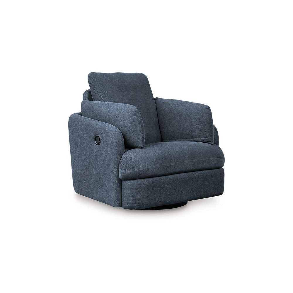 Ashley Meso Swivel Manual Glider Recliner Chair Ink Blue Nuvella Polyester