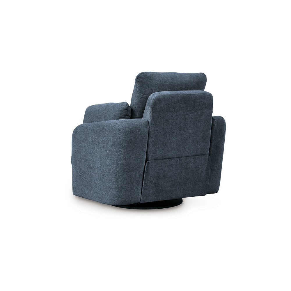 Ashley Meso Swivel Manual Glider Recliner Chair Ink Blue Nuvella Polyester