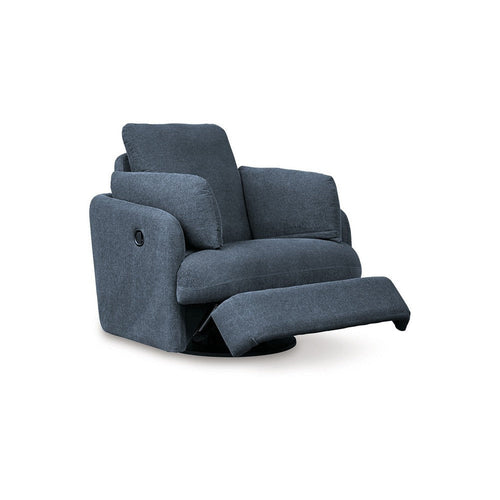 Ashley Meso Swivel Manual Glider Recliner Chair, Ink Blue Nuvella Polyester