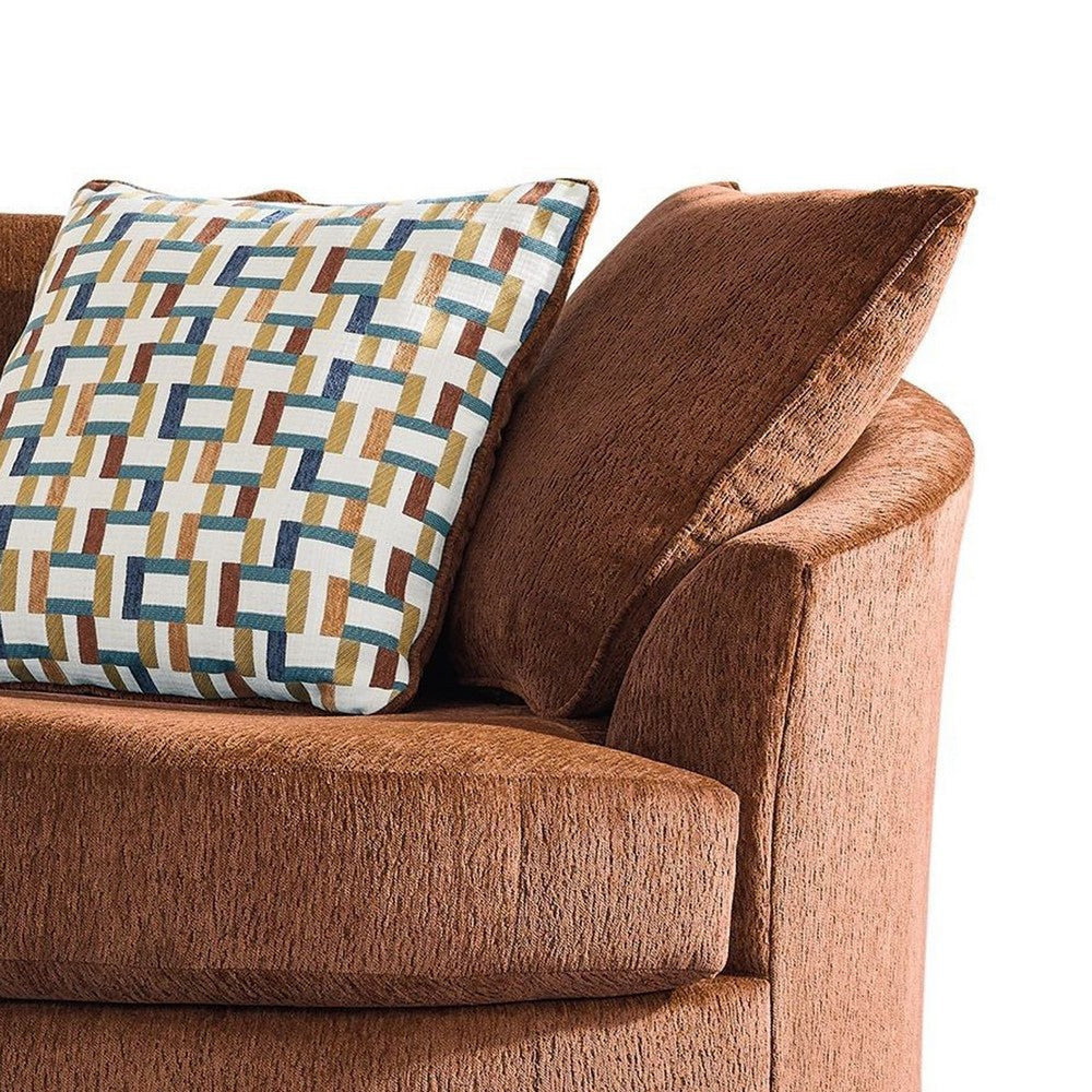 Ashley Brook Oversized Swivel Accent Chair Spice Orange Polyester 3 Pillows BM332276