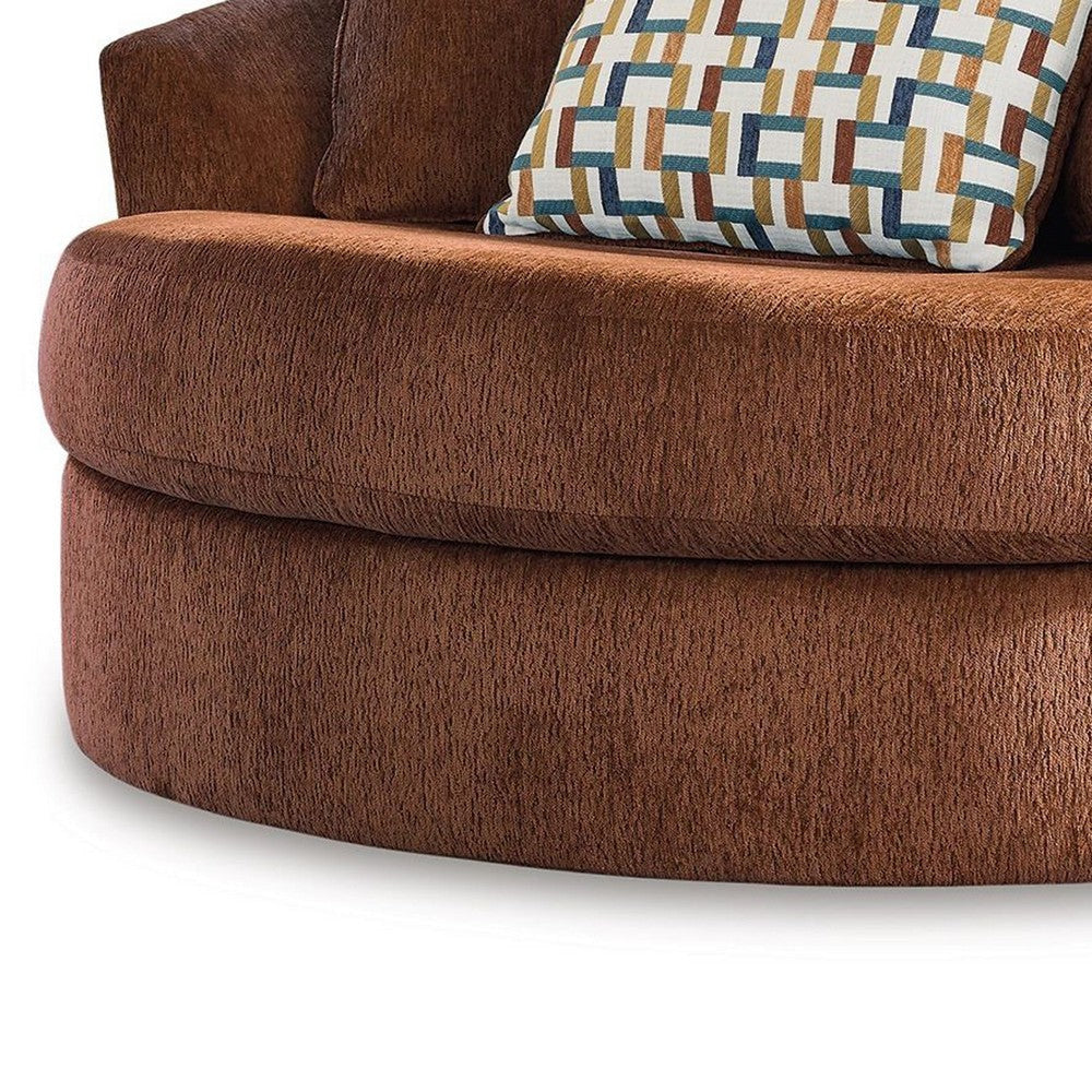 Ashley Brook Oversized Swivel Accent Chair Spice Orange Polyester 3 Pillows BM332276