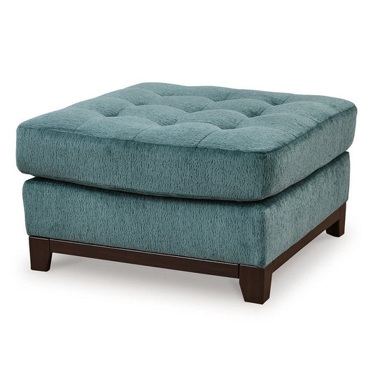 Ashley Brook Oversized Accent Ottoman, Teal Blue Polyester, 36 Inch Square
