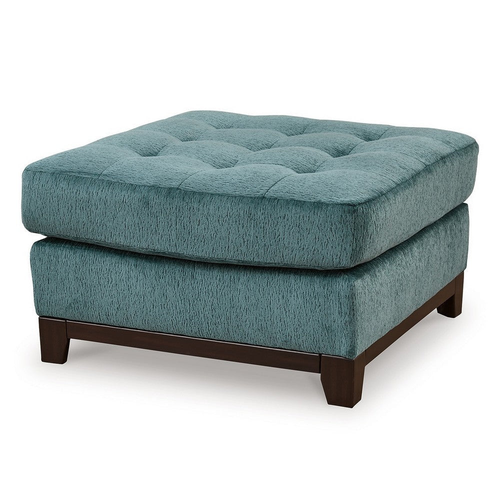 Ashley Brook Oversized Accent Ottoman, Teal Blue Polyester, 36 Inch Square