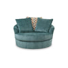 Ashley Brook Oversized Swivel Accent Chair Teal Blue Polyester 3 Pillows BM332278