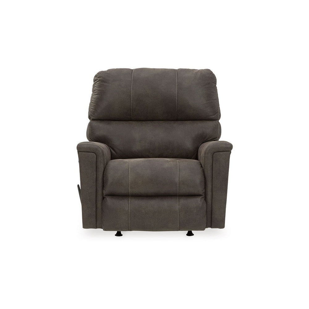 Ashley Nav Manual Rocker Recliner Chair Weathered Smoke Gray Faux Leather BM332281