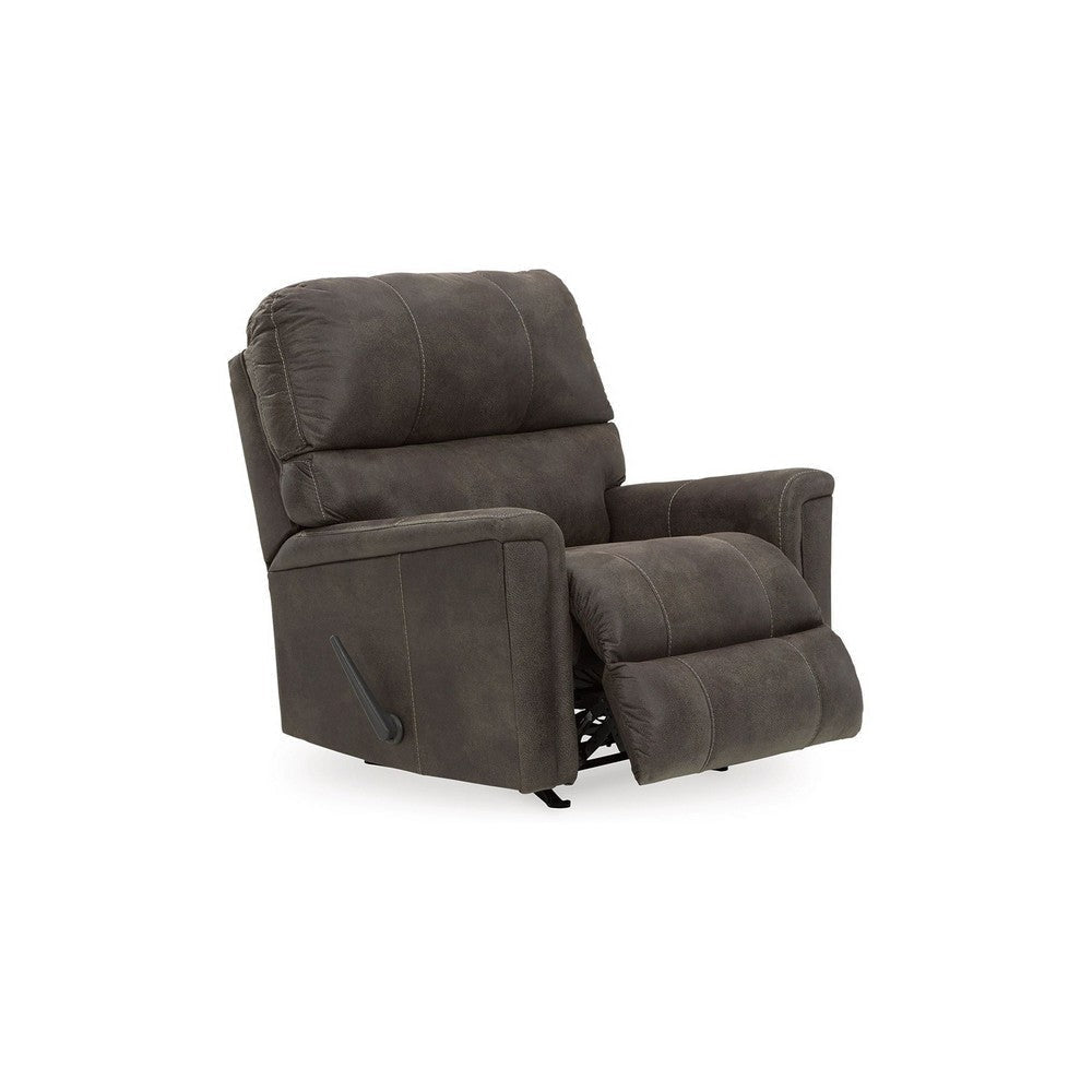 Ashley Nav Manual Rocker Recliner Chair Weathered Smoke Gray Faux Leather BM332281