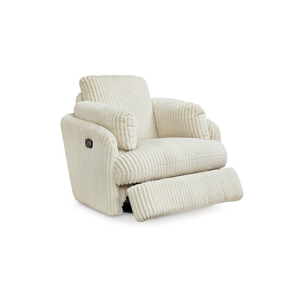 Ashley Rikki Swivel Glider Manual Recliner Chair, Ivory Corduroy, 2 Pillows