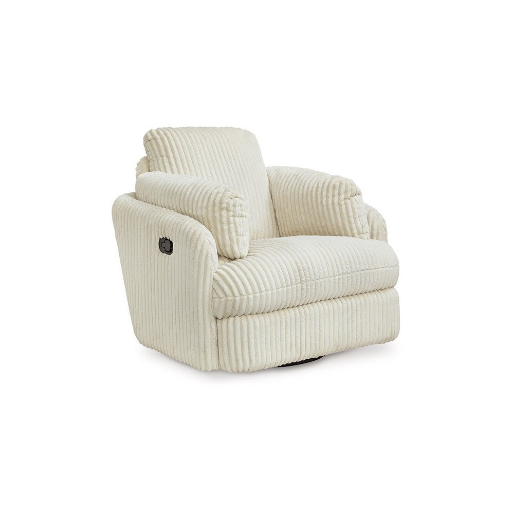 Ashley Rikki Swivel Glider Manual Recliner Chair Ivory Corduroy 2 Pillows BM332290