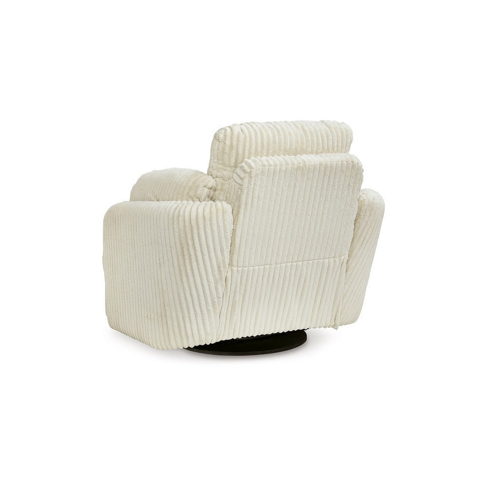Ashley Rikki Swivel Glider Manual Recliner Chair Ivory Corduroy 2 Pillows BM332290