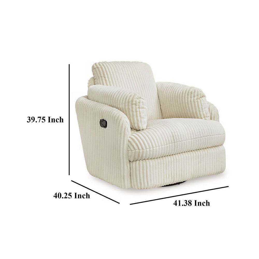 Ashley Rikki Swivel Glider Manual Recliner Chair Ivory Corduroy 2 Pillows BM332290