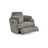 Ashley Rikki Swivel Glider Manual Recliner Chair, Gray Corduroy, 2 Pillows