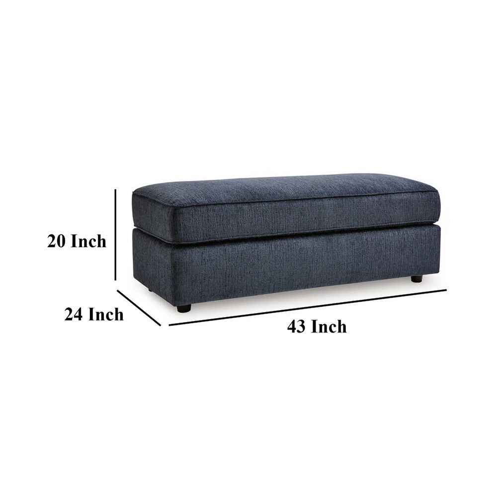 Ashley Alfie Oversized Ottoman Bench Blue Polyester 43 Inch Rectangular BM332292