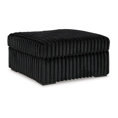 Ashley Addy Oversized Square Ottoman, Black Jumbo Corduroy Polyester, 39 Inch