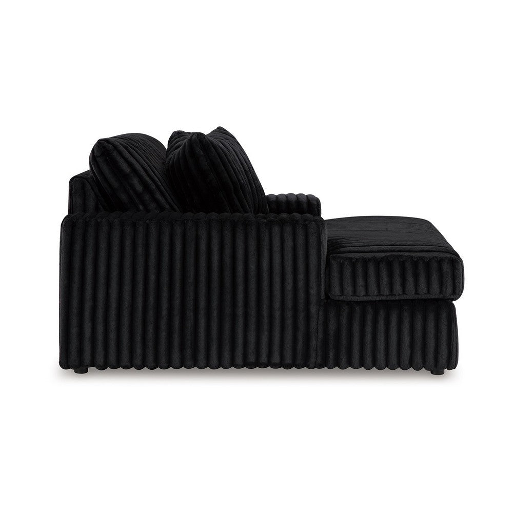 Ashley Addy Oversized Chaise Black Jumbo Corduroy Fabric 2 Pillows 68 Inch BM332294