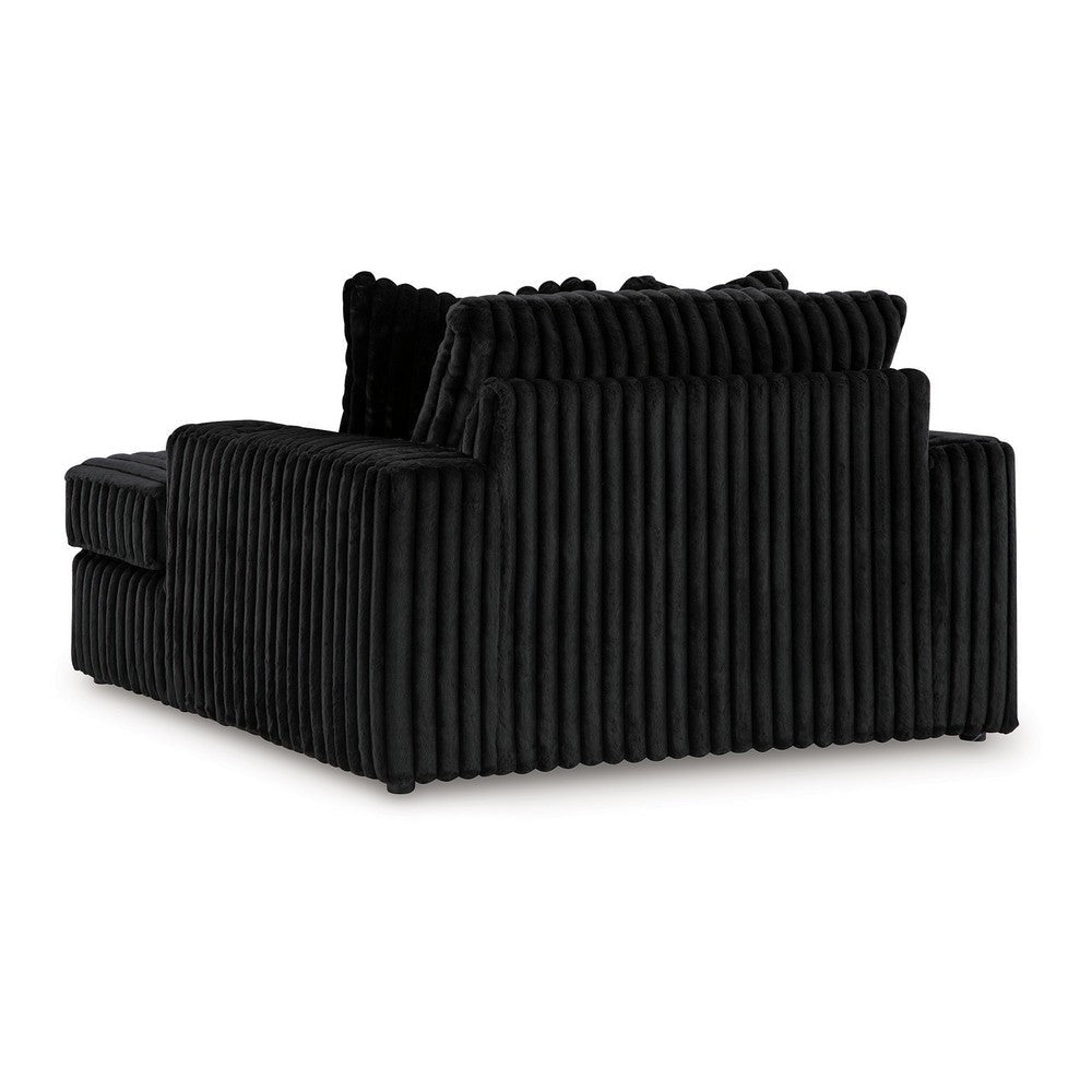 Ashley Addy Oversized Chaise Black Jumbo Corduroy Fabric 2 Pillows 68 Inch BM332294