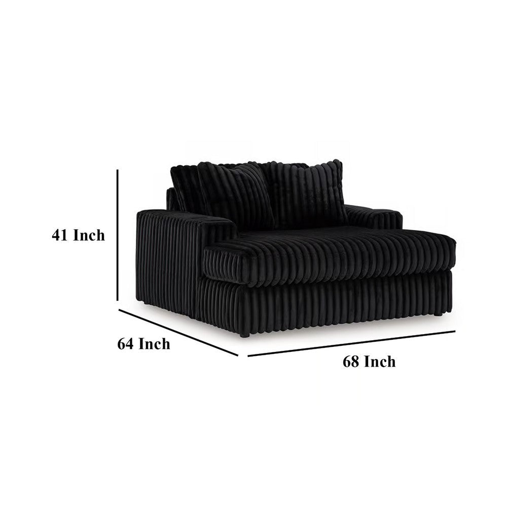 Ashley Addy Oversized Chaise Black Jumbo Corduroy Fabric 2 Pillows 68 Inch BM332294