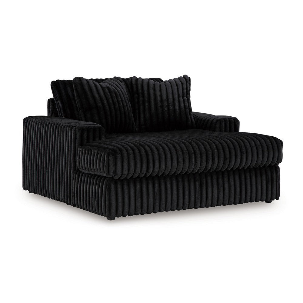Ashley Addy Oversized Chaise, Black Jumbo Corduroy Fabric, 2 Pillows, 68 Inch