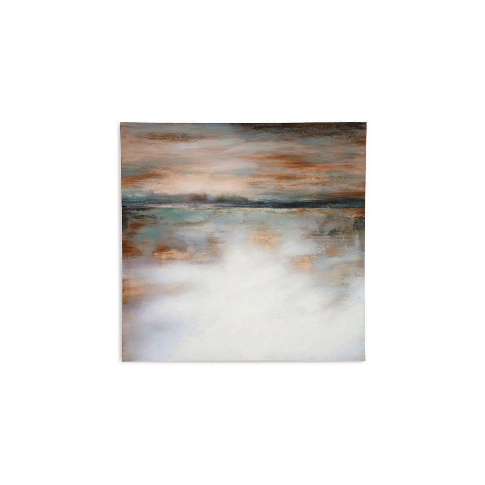 Ashley Lipa Wall Art 35x35 Square Framed Abstract Landscape Gray Brown BM332310
