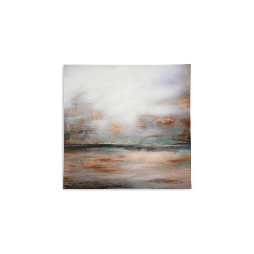Ashley Lipa Wall Art, 35x35 Square Framed Abstract Landscape, Gray Brown