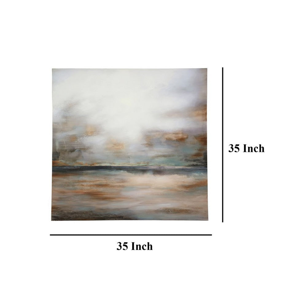 Ashley Lipa Wall Art 35x35 Square Framed Abstract Landscape Gray Brown BM332310