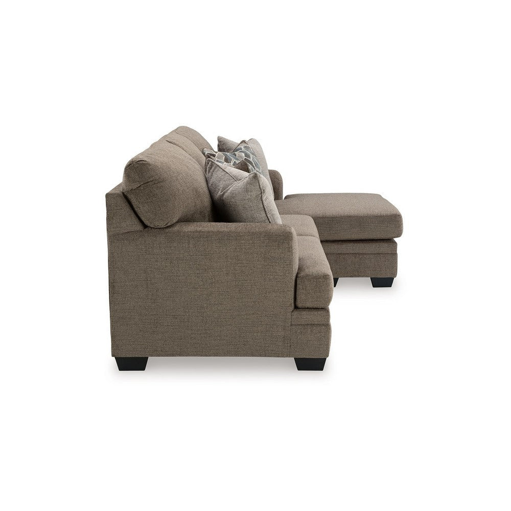 Ashley Ead L Sofa Chaise Sectional w Pillows Nutmeg Brown Polyester 92 Inch BM332312