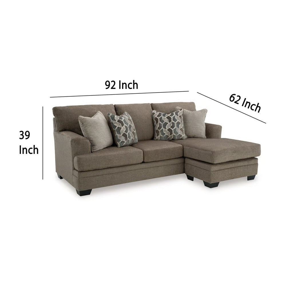 Ashley Ead L Sofa Chaise Sectional w Pillows Nutmeg Brown Polyester 92 Inch BM332312