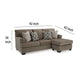 Ashley Ead L Sofa Chaise Sectional w Pillows Nutmeg Brown Polyester 92 Inch BM332312