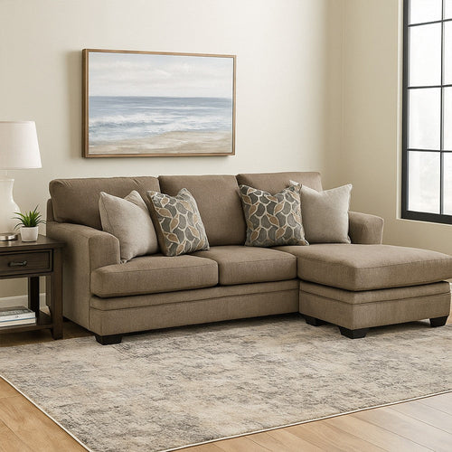 Ashley Ead L Sofa Chaise Sectional w Pillows Nutmeg Brown Polyester 92 Inch BM332312