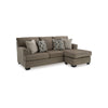Ashley Ead L Sofa Chaise Sectional w Pillows, Nutmeg Brown Polyester 92 Inch