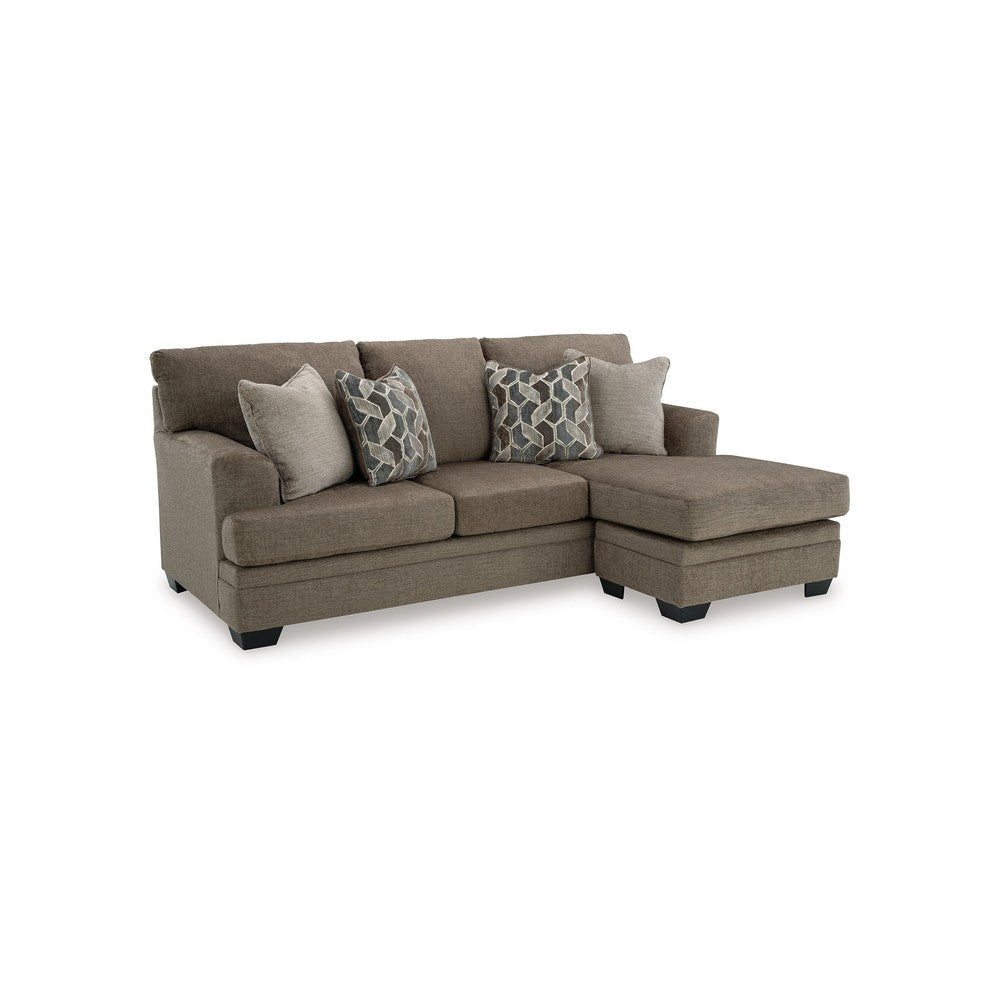 Ashley Ead L Sofa Chaise Sectional w Pillows, Nutmeg Brown Polyester 92 Inch