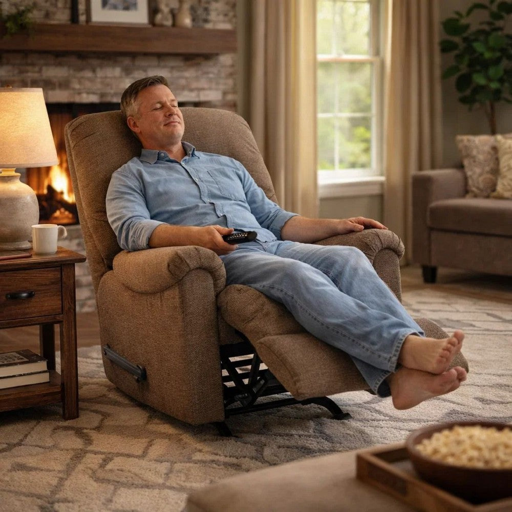 Ashley Ead Manual Rocker Recliner Chair, Plush Foam, Nutmeg Brown Polyester