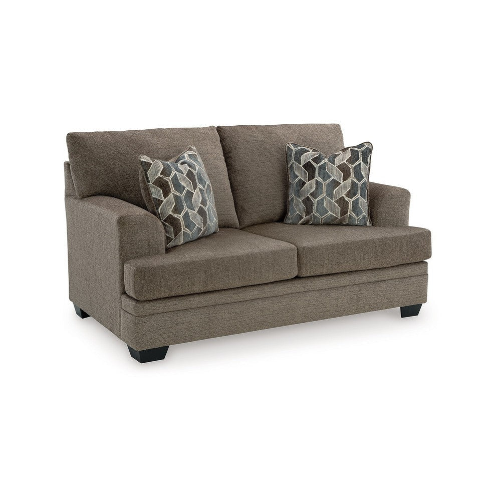 Ashley Ead Loveseat, 4 Accent Throw Pillows, Nutmeg Brown Polyester 67 Inch