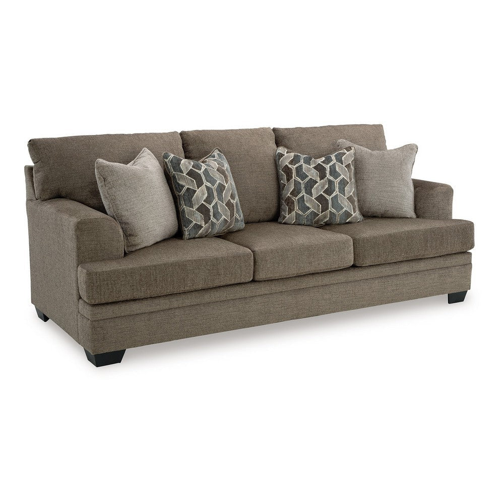 Ashley Ead Sofa, 4 Accent Throw Pillows, Foam, Nutmeg Brown Polyester 92 Inch